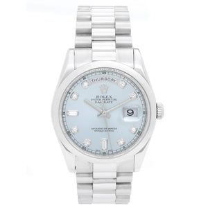Rolex President Day-Date Platinum Men's Watch 118206 Glacier Blue Dial