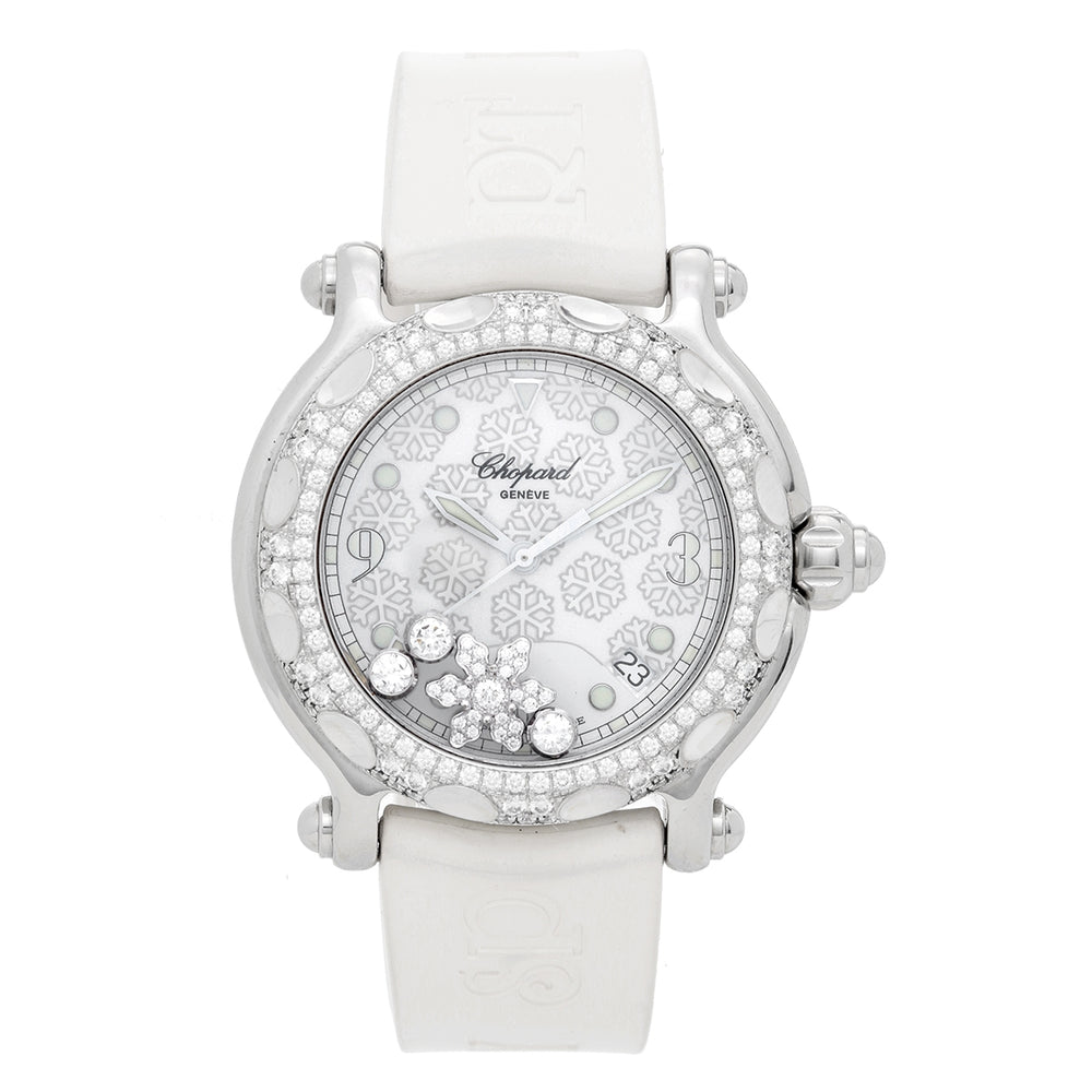 Chopard Happy Sport Snowflake Stainless Steel and White Gold Watch 28/8946