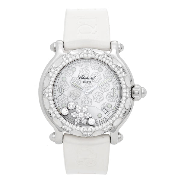 Chopard Happy Sport Snowflake Stainless Steel and White Gold Watch 28/8946