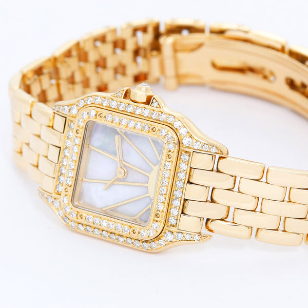 Cartier Panther Ladies 18k Yellow Gold Sunrise Dial Watch W25022B9