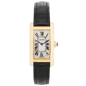 Cartier Tank Americaine Ladies 18k Yellow Gold Strap Watch W26015K2 2482