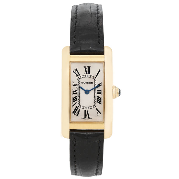 Cartier Tank Americaine Ladies 18k Yellow Gold Strap Watch W26015K2 2482