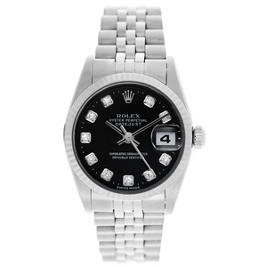 Rolex Midsize Stainless Steel Datejust Black Dial Watch 78274