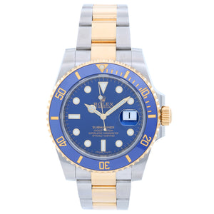 Rolex Submariner 2-Tone Steel & Gold Ceramic Engraved Bezel Watch 116613