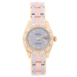 Rolex Lady Datejust Pearlmaster 18k Yellow Gold Ladies Diamond Watch 69318