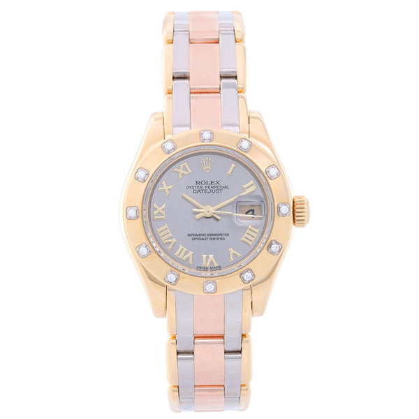 Rolex Lady Datejust Pearlmaster 18k Yellow Gold Ladies Diamond Watch 69318
