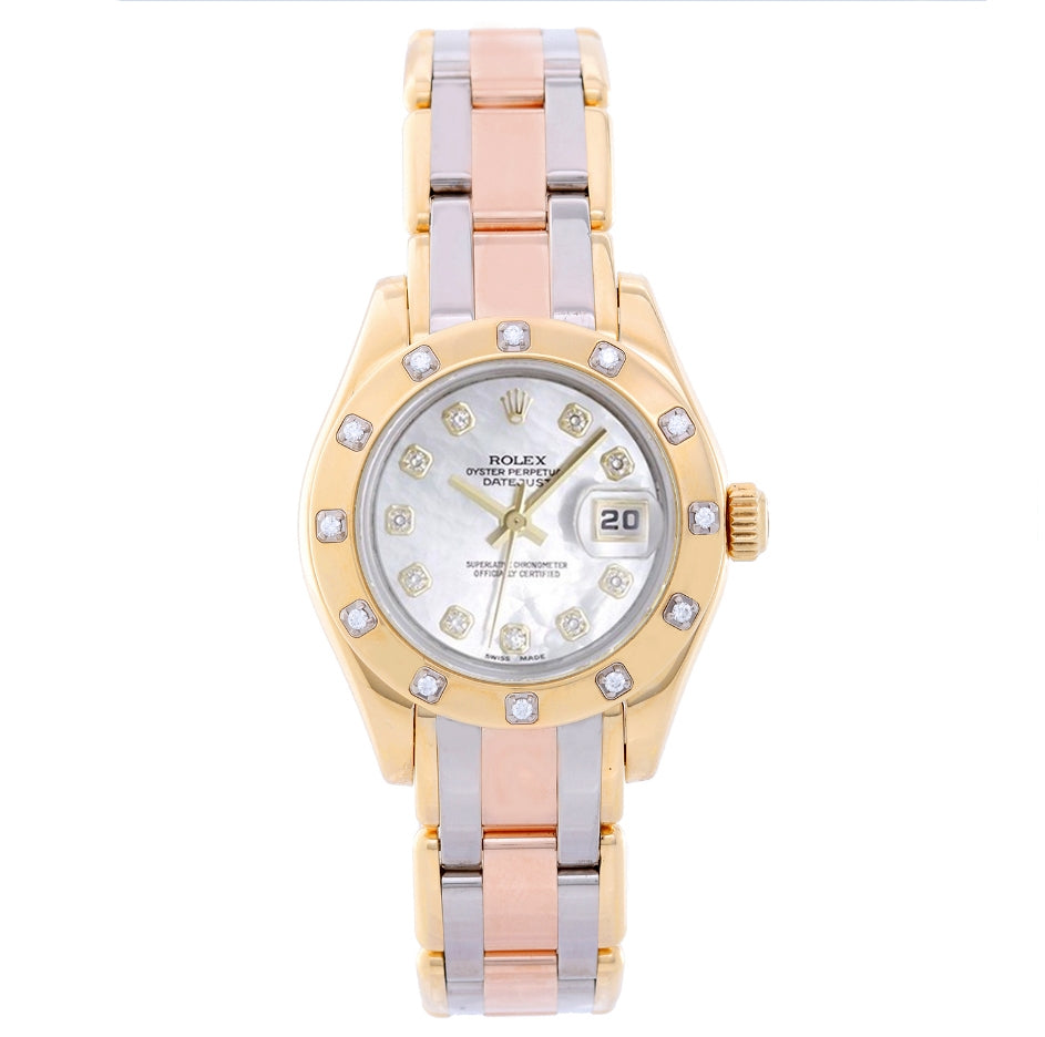 Rolex Lady Datejust Pearlmaster 18k Yellow Gold Ladies Diamond Watch 80318
