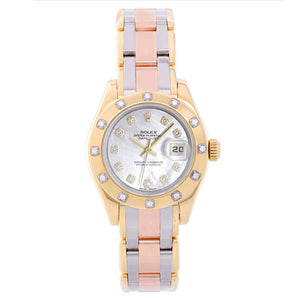 Rolex Lady Datejust Pearlmaster 18k Yellow Gold Ladies Diamond Watch 80318