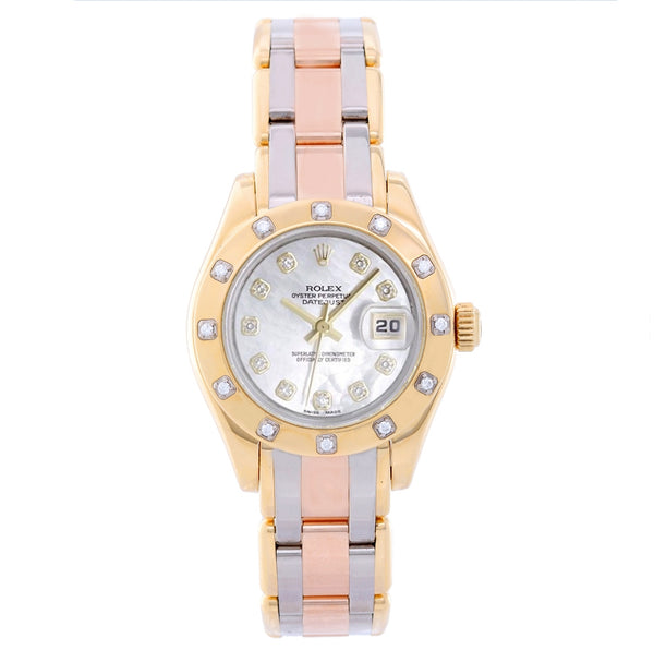 Rolex Lady Datejust Pearlmaster 18k Yellow Gold Ladies Diamond Watch 80318