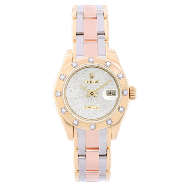 Rolex Lady Datejust Pearlmaster 18k Yellow Gold Ladies Diamond Watch 69318