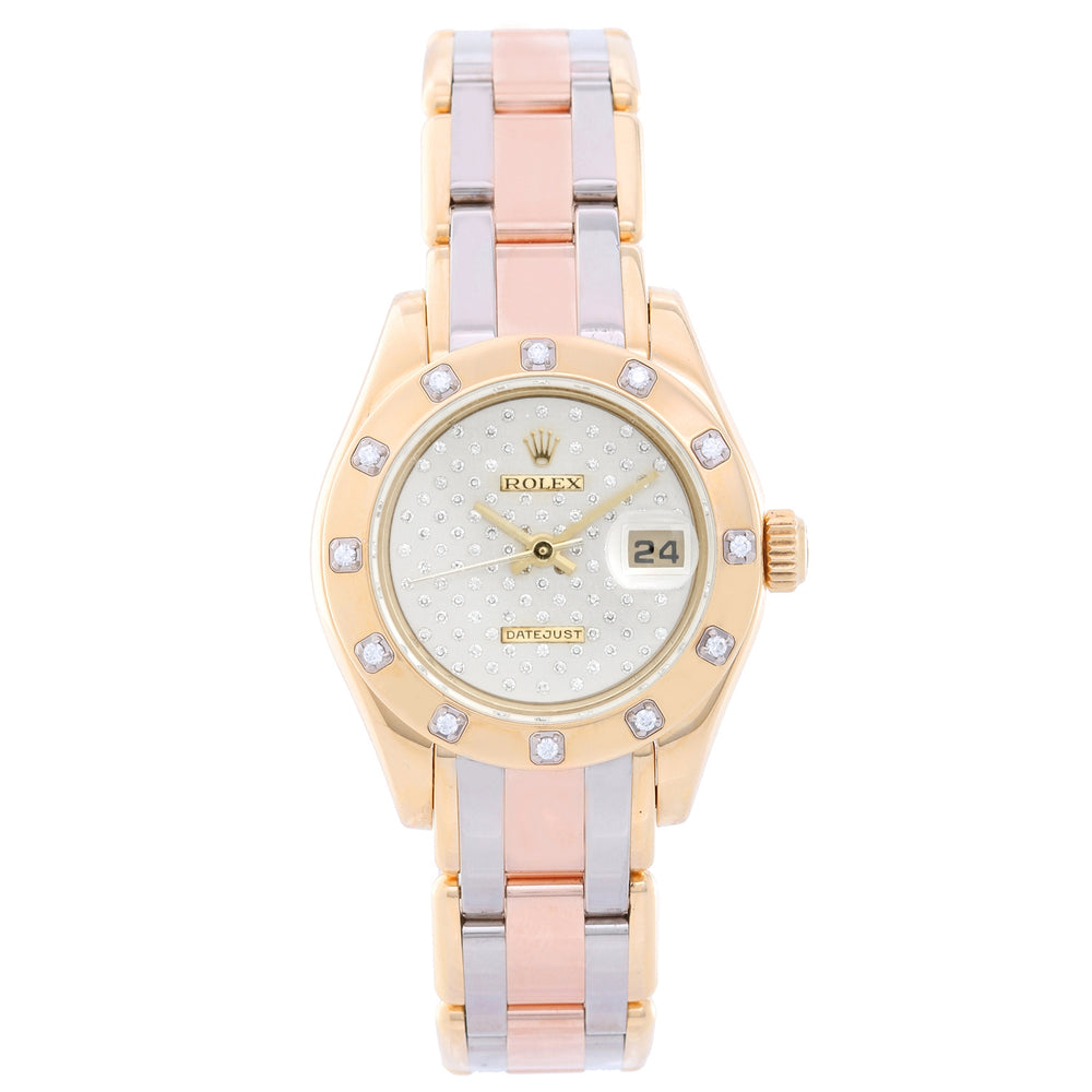 Rolex Lady Datejust Pearlmaster 18k Yellow Gold Ladies Diamond Watch 80318
