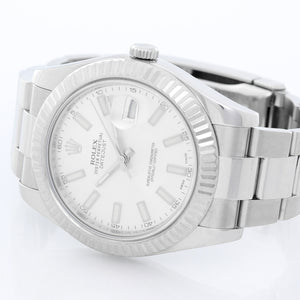 Rolex Datejust II Men's 41mm Stainless Steel Watch White Stick Dial 116334