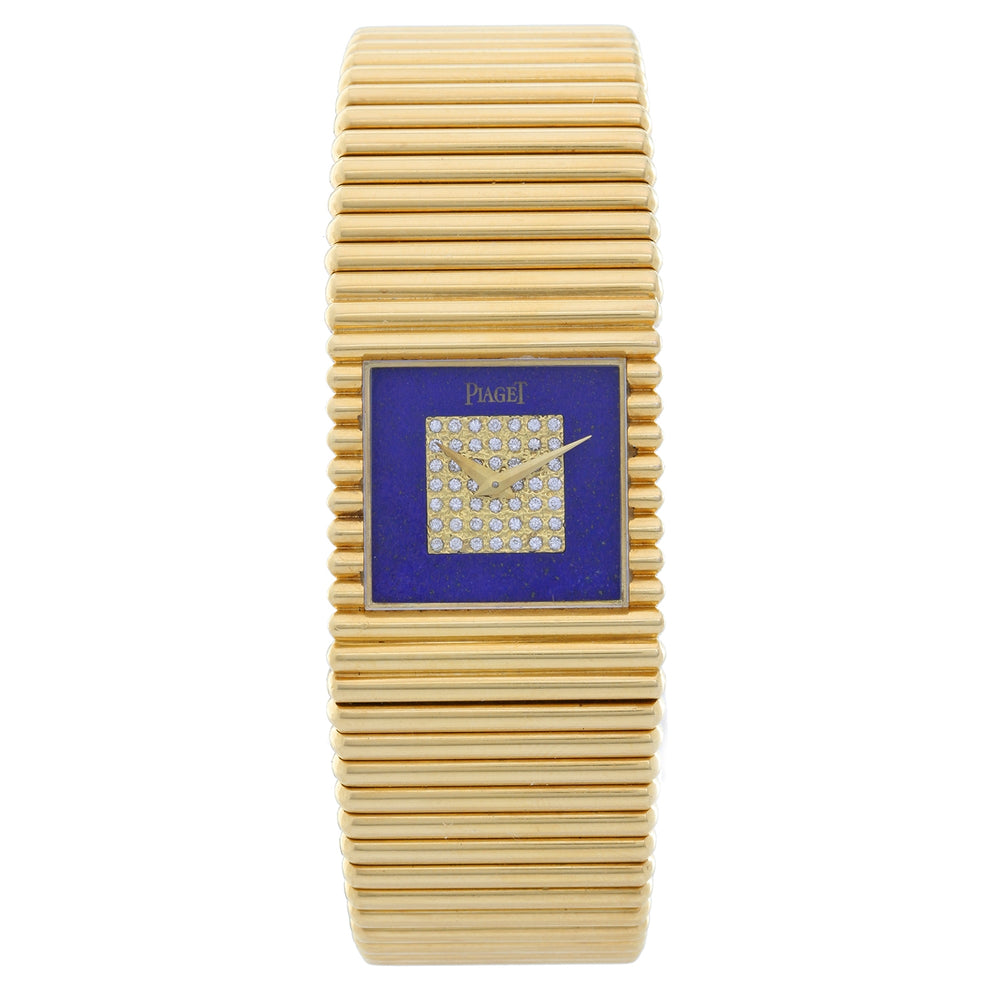 PIAGET EMPERADOR 18K YELLOW GOLD WITH LAPIS LAZULI DIAMOND DIAL WATCH
