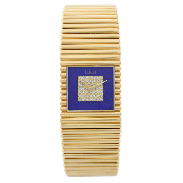 PIAGET EMPERADOR 18K YELLOW GOLD WITH LAPIS LAZULI DIAMOND DIAL WATCH
