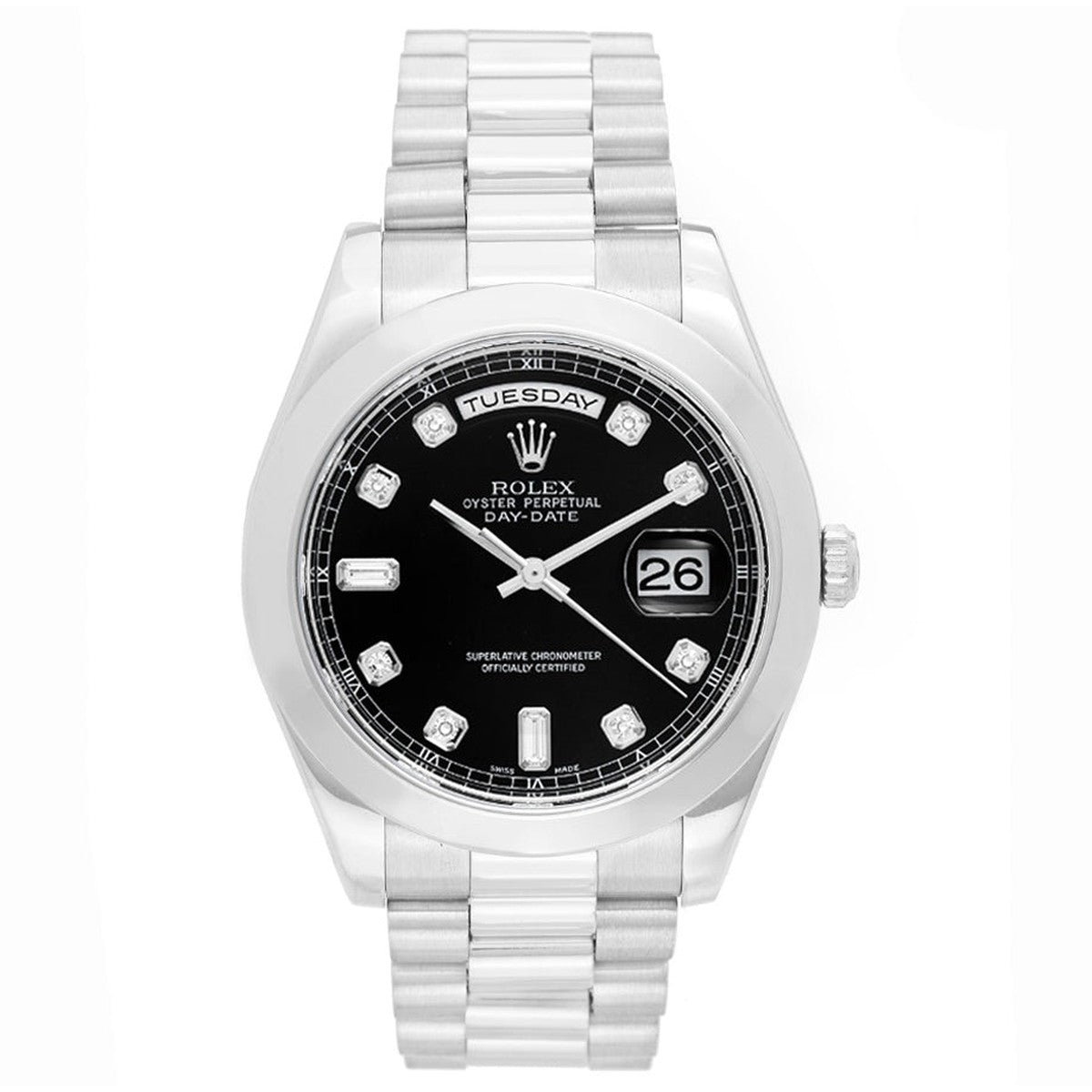 Rolex Day-Date II President Black Dial with Diamond Markers 218206