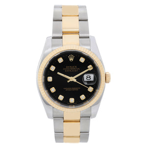 Rolex Datejust Men's 2-Tone Steel & Gold Watch 116233 Black Diamond Dial