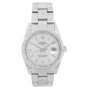 Rolex Date Men's Stainless Steel Watch Engine Turned Bezel 15210