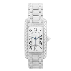 Cartier Tank Americaine 18k White Gold  Men's or Ladies Midsize Watch WB7026L1