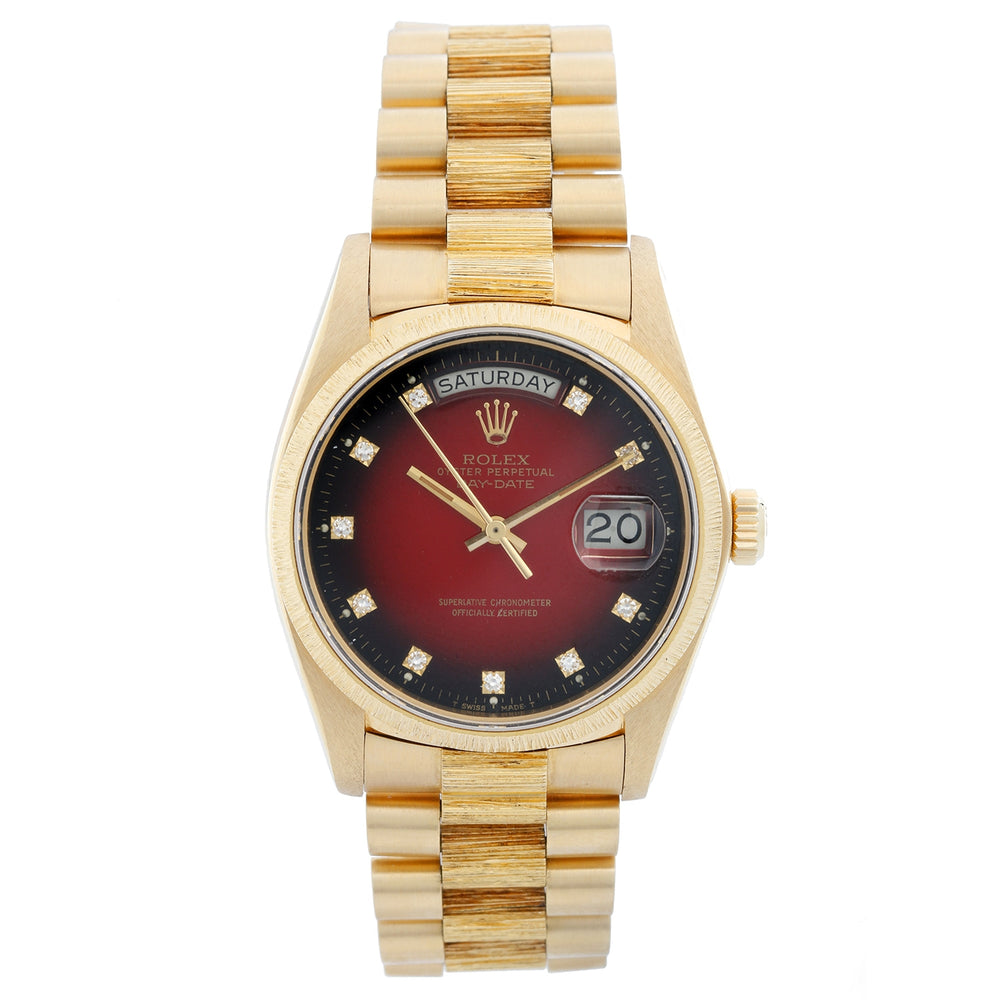 Rolex President Day-Date 18k Yellow Gold Bark Finish Men's Watch 18078