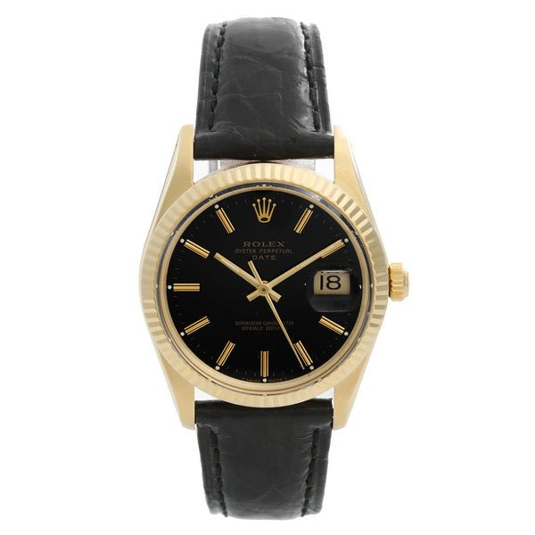 Rolex Date Men's 14k Yellow Gold on a Strap Watch 15037