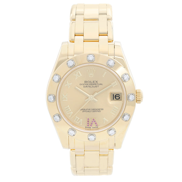 Rolex Datejust Pearlmaster Midsize 18k Yellow Gold Watch 81318