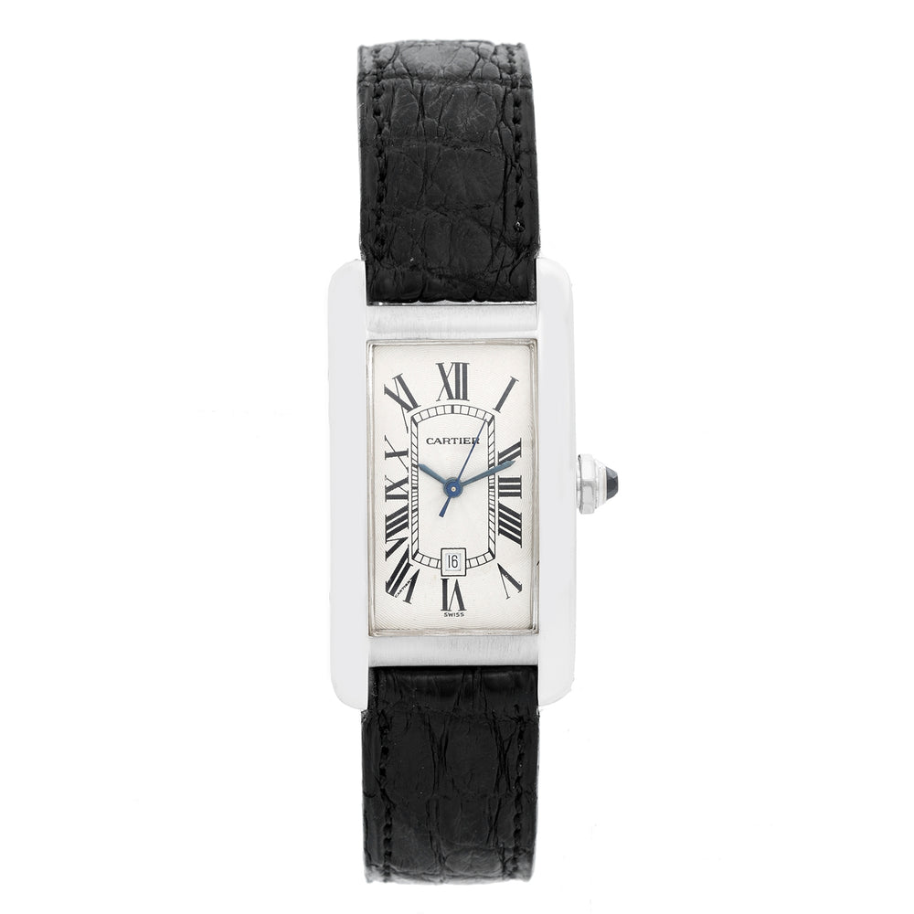 Cartier Tank Americaine 18k White Gold on a Strap Watch W26036L1 1726