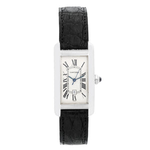 Cartier Tank Americaine 18k White Gold on a Strap Watch W26036L1 1726