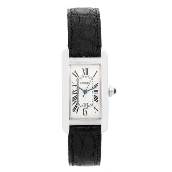 Cartier Tank Americaine 18k White Gold on a Strap Watch W26036L1 1726