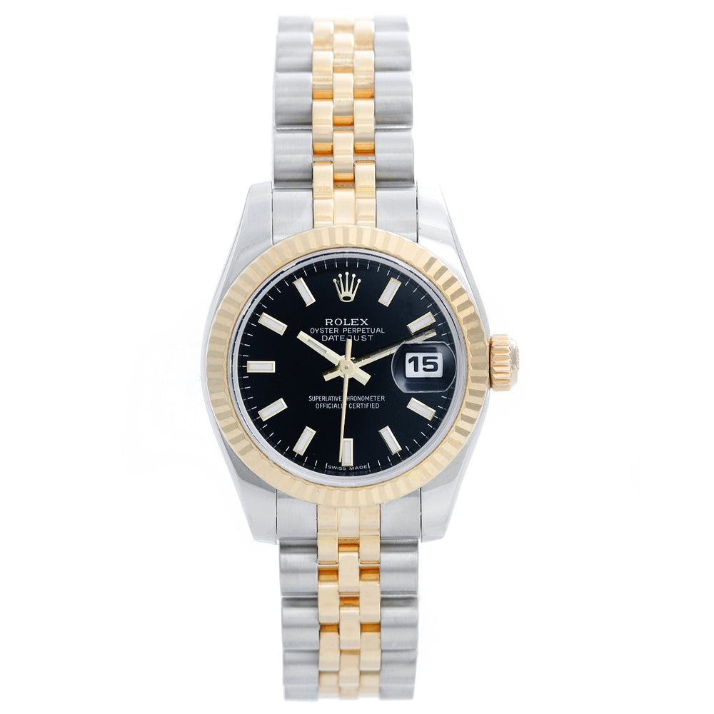 Rolex Ladies 2-tone Datejust Watch Black Dial 179173