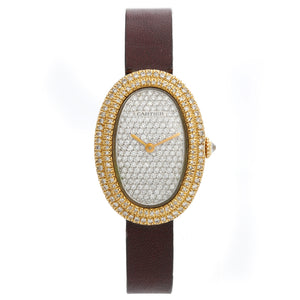 Cartier Baignoire 18K Yellow Gold  Pave Diamond Watch