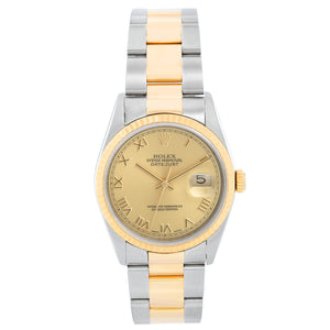 Men's 2-Tone Steel & Gold Rolex Datejust Watch 16233 Champagne Dial