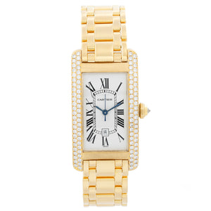 Cartier Tank Americaine Unisex 18k Gold & Diamond Watch