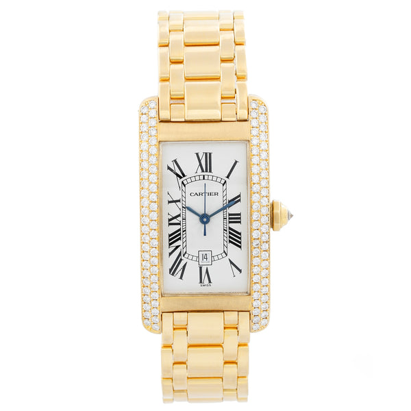 Cartier Tank Americaine Unisex 18k Gold & Diamond Watch
