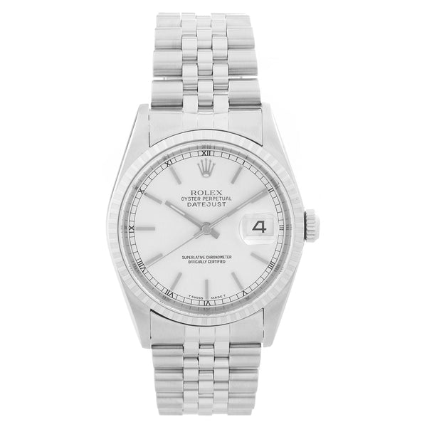 Rolex Datejust Stainless Steel Men's Watch 16220 Silver Dial