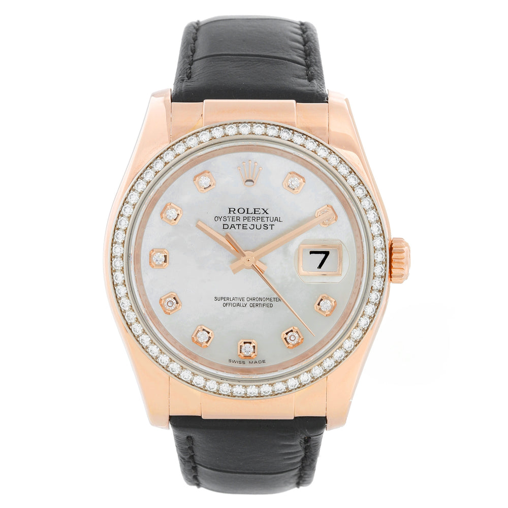 Rolex Rose Gold Datejust Mother of Pearl Watch 116185