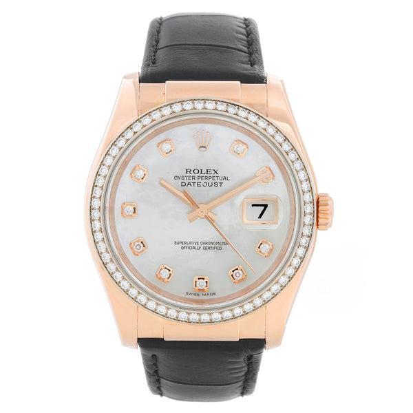 Rolex Rose Gold Datejust Mother of Pearl Watch 116185