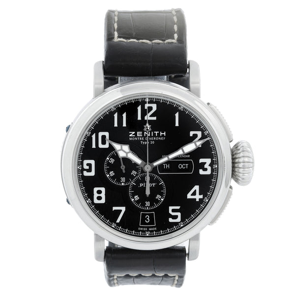 Zenith Pilot Stainless Steel Mens Chronograph Watch 03.2430.4054