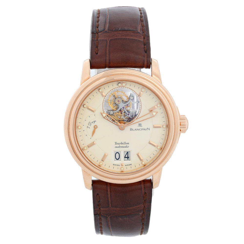 Blancpain 18K Rose Gold Leman Tourbillon Watch Ref 2825