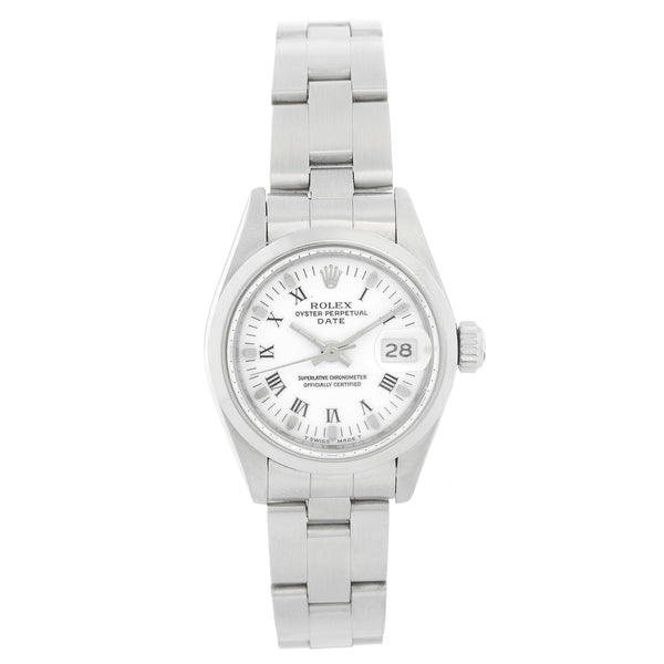 Ladies Rolex Date Watch 69160 White Roman Dial