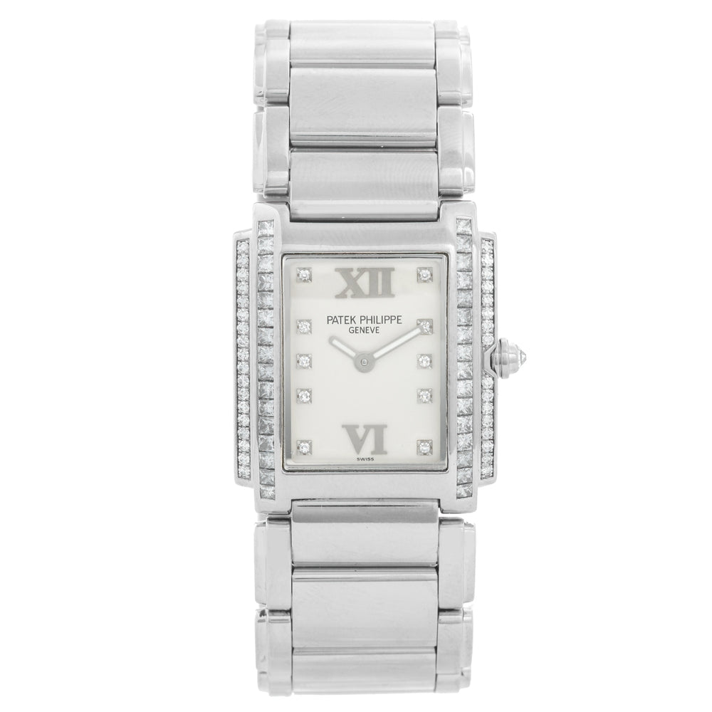 Patek Philippe Twenty-4 Ladies 18k White Gold Quartz Watch 4910-20G or 4910-20G-010
