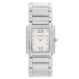 Patek Philippe Twenty-4 Ladies 18k White Gold Quartz Watch 4910-20G or 4910-20G-010