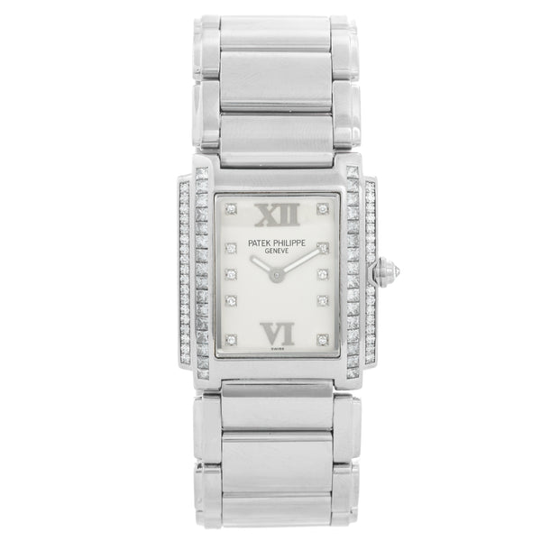 Patek Philippe Twenty-4 Ladies 18k White Gold Quartz Watch 4910-20G or 4910-20G-010