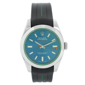 Rolex "Blue" Milgauss Stainless Steel Men's On Rubber Strap 116400 GV