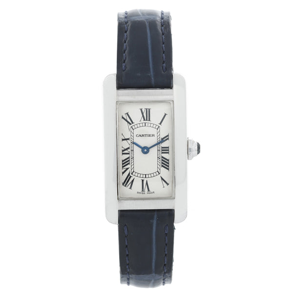 Cartier Tank Americaine Ladies Small 18k White Gold Watch W2601956 2489