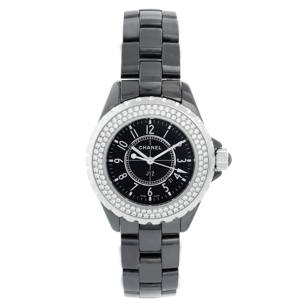 Chanel J12 Black Ceramic 33MM  Diamond Watch H0949