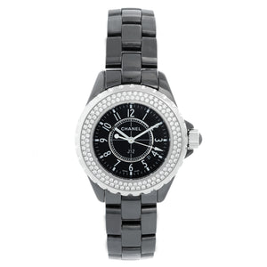 Chanel J12 Black Ceramic 33MM  Diamond Watch H0949