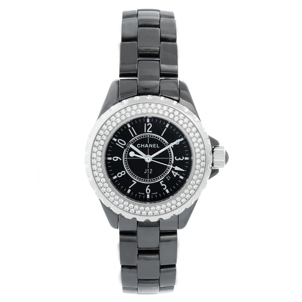 Chanel J12 Black Ceramic 33MM  Diamond Watch H0949