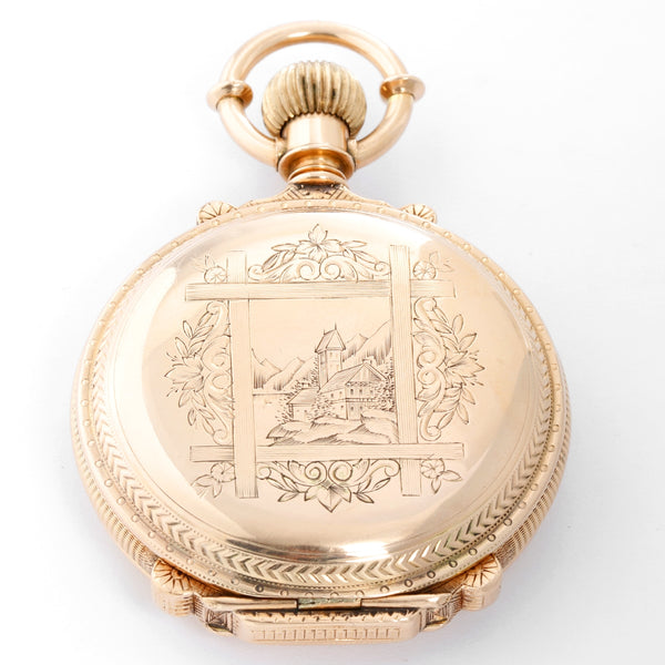 Waltham 14k Yellow Gold Box Hinge Pocket Watch