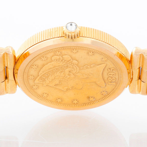 Corum $5 18k Yellow Gold Coin Ladies Watch