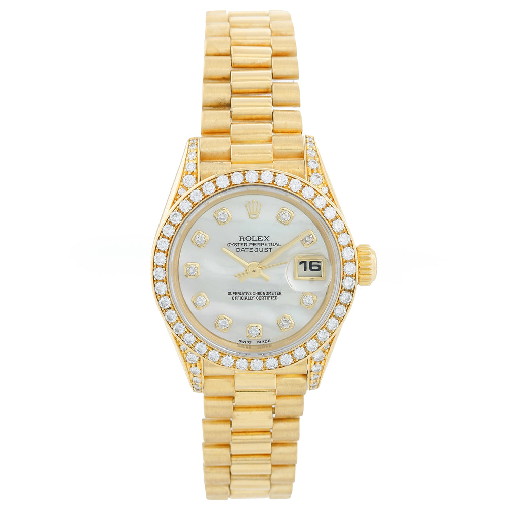 Ladies Rolex President 18k Gold & Diamond Watch 69158